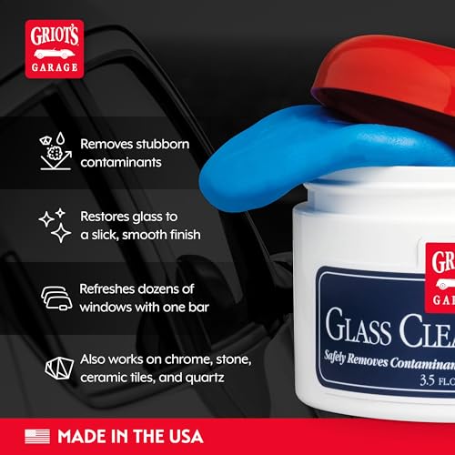 Griot's Garage Glass Cleaning Clay for Car Window, Windshield, Shower Door, Stone, Ceramic Tiles, Removes Oil, Tar, Grease, Water Spots, and More 11049, 3.5oz, Blue - size: 3.5 Ounce (Pack of 1)
