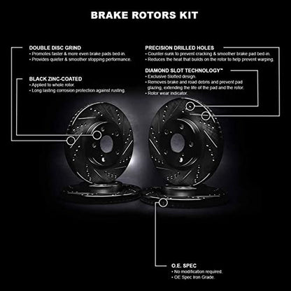 R1 Concepts Front and Rear Brake Rotors Fits 2019-2022 Genesis G70 - size: Front and Rear