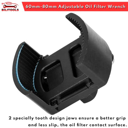 BILITOOLS Universal Adjustable Oil Filter Wrench with Auto-Clamp Spring - size: 60-80mm