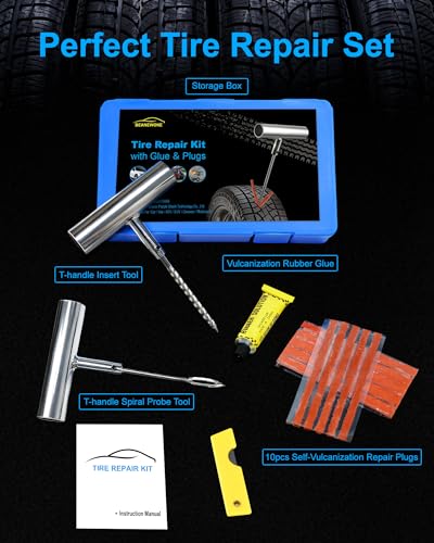 Tire Repair Kit with Plugs, Tire Plug Kit Heavy Duty Professional for Car, ATV, Motorcycle, Truck, Flat Tire Emergency Repair (Boxed Type - 16 PCs) - style: Boxed Type - 16 PCs