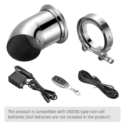 SPELAB Electric Exhaust Cutout 3.0 Inch with Elbow Muffler Exhaust Valve Kit with One Controller Remote Kit - size: 3.0