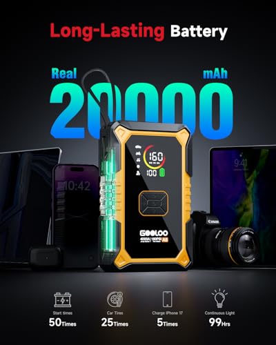 GOOLOO A5 Jump Starter with Air Compressor, 4000A Car Battery Booster - color: Yellow