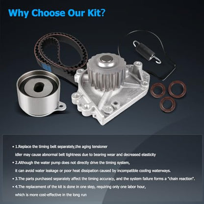 OTO-K Timing Belt Kit with Water Pump Compatible with Honda CR-V CRV 1997-2001 2.0L,Acura Integra 1996-2001 1.8L,DOHC L4,Replace#TKH-014 TCKWP184 TCK184 - size: TKH014