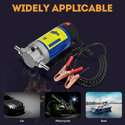 Oil Transfer Pump 12V, 100W Self Priming Oil Change Pump, Portable Gear Oil Pump, Zikepa Engine Oil Extractor Pump for Boats Cars RVs Trucks Motorcycles Lawnmowers