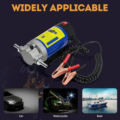Oil Transfer Pump 12V, 100W Self Priming Oil Change Pump, Portable Gear Oil Pump, Zikepa Engine Oil Extractor Pump for Boats Cars RVs Trucks Motorcycles Lawnmowers