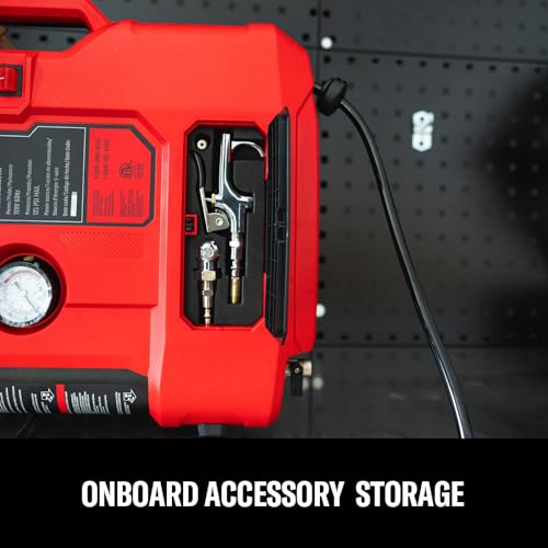 CRAFTSMAN Wall Mount Air Compressor With 8 PCS Accessory Kit, Tire Inflator Portable & Quiet Air Compressor with Retractable 30ft Air Hose, Mini Tank 125 PSI MAX Pressure & 1.5 HP for Garage and Home