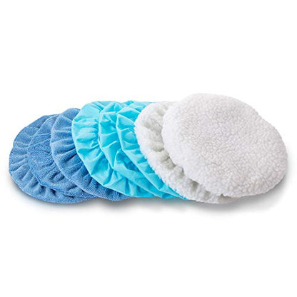 Mudder 20 Pcs 5-6 Inch Car Orbital Buffer Pads Polisher Bonnet, Blue - color: Blue, size: 5-6 Inch