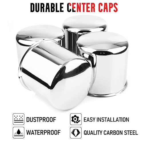 RTrhinoTuning 4PCS 3.27" 83mm Push Through Center Caps Wheel Hub Caps for Truck Trailer Wheel Rim, 3.27" Hub, 3.5" H Sliver Hubcap - color: Chrome, size: 3.27" Center Hole, 3.5" Height