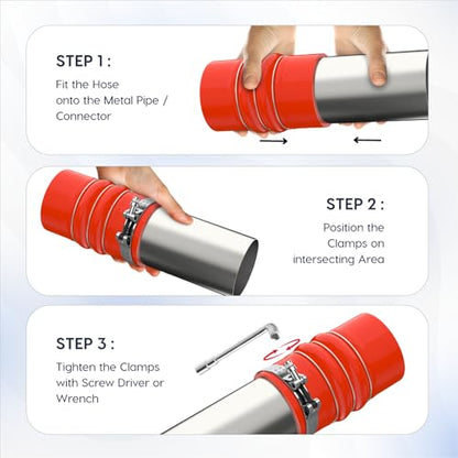 Endure 3.5"(89mm) Turbo Intercooler Hose, CAC Silicone 4-Ply - Red - color: Red, size: 3.5Inch-(89mm)