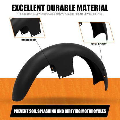 21-Inch Front Fender Fit for Harley Touring 1996-2023 - size: For 21" 120 R21 Matte Black