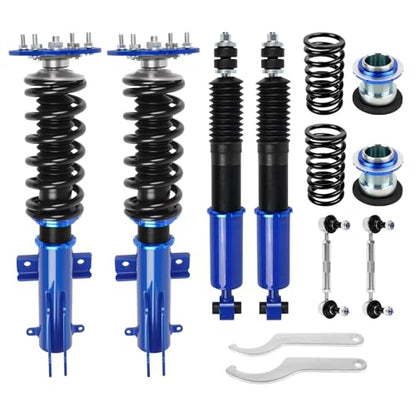 Upgrade Adjustable Coilovers Compatible with Ford Mustang 2005-2014 High Poundage Coil Spring Absorber Struts Suspension Lowering Kit Blue - color: Blue