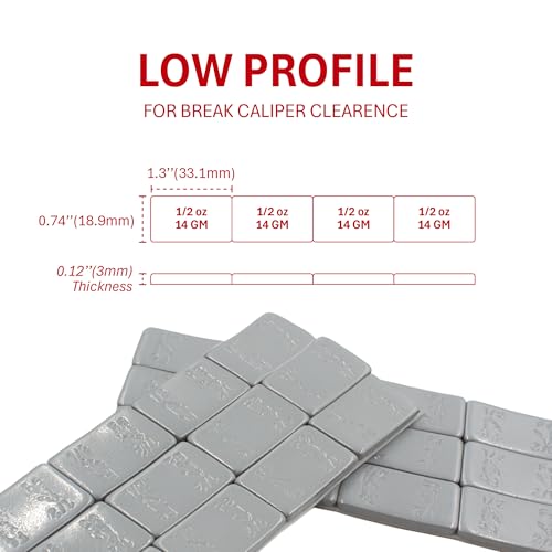 Wheel Accessories Parts 1/2 Oz. 0.50 Oz. Grey Low Profile Stick-On Adhesive EasyPeel Tape Wheel Balancing Weights 0.34 kgs 0.75 lb Box US Made Tape 24 Pcs per Box - size: 1/2 Oz Segment, style: 24 Pcs Silver