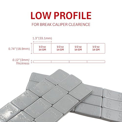 Wheel Accessories Parts 1/2 Oz. 0.50 Oz. Grey Low Profile Stick-On Adhesive EasyPeel Tape Wheel Balancing Weights 0.34 kgs 0.75 lb Box US Made Tape 24 Pcs per Box - size: 1/2 Oz Segment, style: 24 Pcs Silver