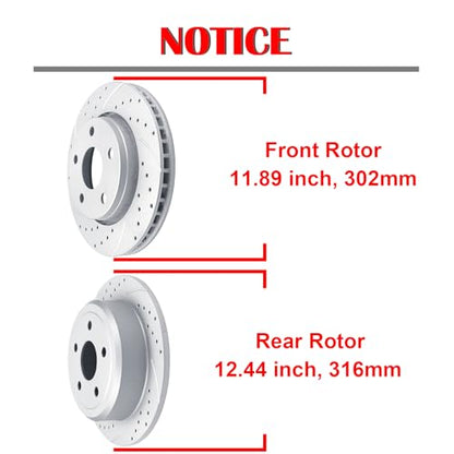 Acinoparts Front and Rear Brake Kit for 2007-2017 Jeep Wrangler 2018 Jeep - size: ABK5304053041