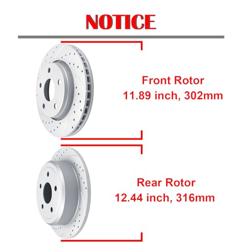 Acinoparts Front and Rear Brake Kit for 2007-2017 Jeep Wrangler 2018 Jeep - size: ABK5304053041