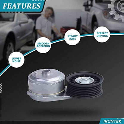 IRONTEK 38103 Belt Tensioner Pulley Assembly fit for Cadillac Escalade 2000, for Chevrolet Silverado 1500/S10/C1500/K1500, for GMC C1500/K1500/K2500, for Oldsmobile Bravada #12580296 - size: 12456152