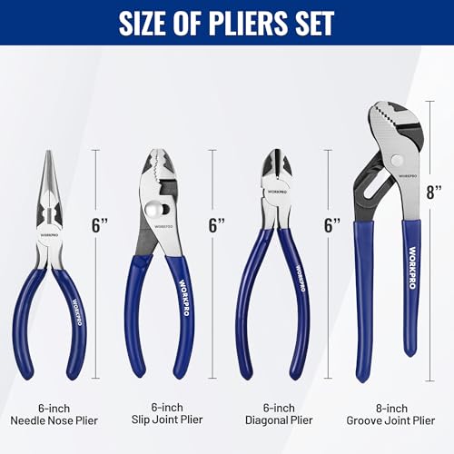 WORKPRO Pliers Set, 4-Piece Professional Hand Tool Pliers