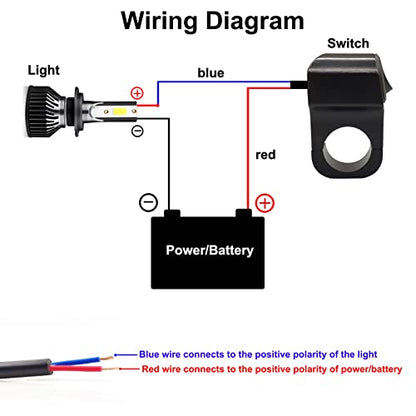 Handlebar Switch 7/8" for Motorcycle, 12V ON-Off Light Switch with Black Push Button and Solid Aluminium Alloy Base, ATV Handlebar Control for Dirt Bikes, Pack of 2pcs