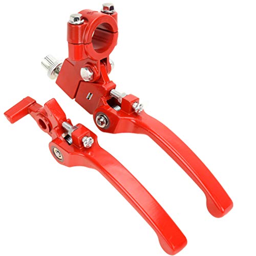 HIAORS Red Brake Folding Clutch Lever with Perch for 7/8" Handlebar 110cc 125cc SSR125 SSR70 TTR125 Xmotos Apollo Thumpstar 125 CRF50 XR klx 140 Chinese Pit Dirt Bike Motorcycle - color: Red