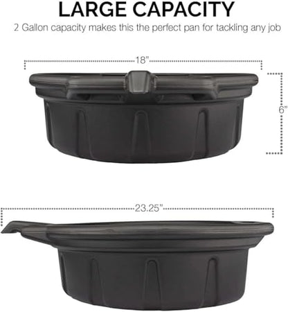 NEIKO 20762A Oil Drain Pan | Black Plastic Anti Splash | Motor Oil Drip Catcher Pan | 2 Gallon (8L) Capacity - style: 2 gal/8 L Oil Drain Pan