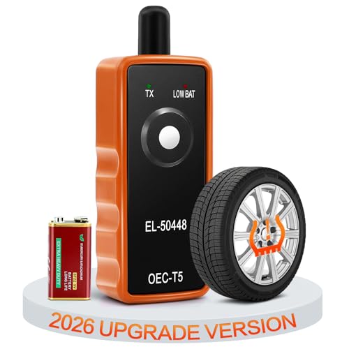 TPMS Relearn Tool w/Battery for Car Tire Sensor, FIRSTOOL EL-50448 TPMS Reset Tool Tire Sensor Programmer, OEC-T5 TPMS Programming Tool Tire Pressure Sensor Reset Tool for GM Series Vehicles 2006-2026 - size: With Battery