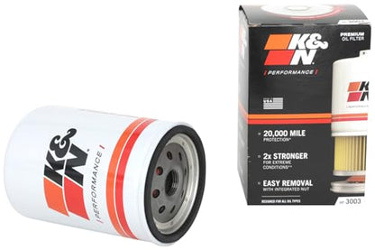 K&N Oil Filter: 20,000 Mile Engine Protection with Wrench Off Nut, HP-3003