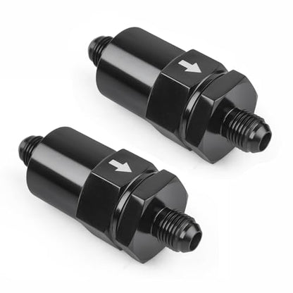 6AN Billet Inline Fuel Filter 30 Micron Anodized Aluminum Black 2PCS - size: 6 AN (3/8 in)