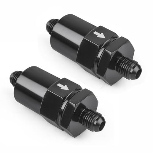 6AN Billet Inline Fuel Filter 30 Micron Anodized Aluminum Black 2PCS - size: 6 AN (3/8 in)