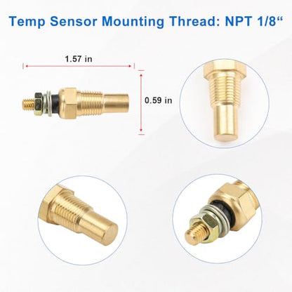 Oil Temp Temperature Gauge Meter Kit 104-302℉ 2" 52mm DC12V Temp Gauge - size: Oil Temp Gauge
