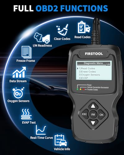 Car OBD2 Scanner, FIRSTOOL OBD2 Scanner Diagnostic Code Reader Tool with I/M Readiness, Battery Tester, Check Engine Light with Reset, OBDII/EOBD Car Diagnostic Scanner for All Vehicles After 1996