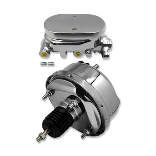 Chrome 7" Single Brake Booster & Smooth Master Cylinder 4 Ports - size: 7", style: Single Diaphragm