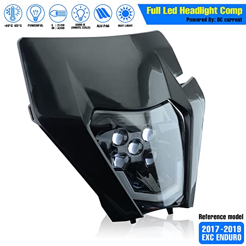 Headlight Head Lamp Light Fairing Mask Day Running Light For ATV Scooters Dirt Pit Bike Enduro (Black+Cold White DRL) - color: Black