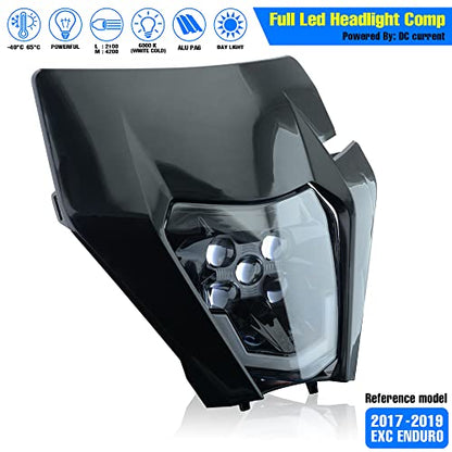 Headlight Head Lamp Light Fairing Mask Day Running Light For ATV Scooters Dirt Pit Bike Enduro (Black+Cold White DRL) - color: Black