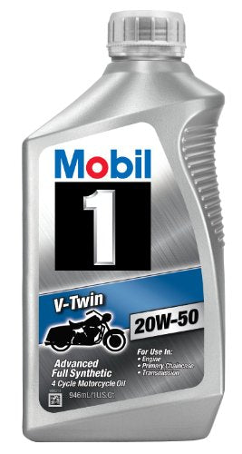 Mobil 1 96936 20W-50 V-Twin Synthetic Motocycle Motor Oil - 1 Quart (Pack of 6) - size: 1 Quart (32 Ounce), (Case of 6)