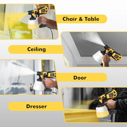 1000W Paint Sprayer - HVLP Electric Spray Paint Gun with 4 Copper Nozzles & 3 Patterns, Power Painter for House Painting, Furniture, Cabinets, Fence, DIY Black - color: Bright Black