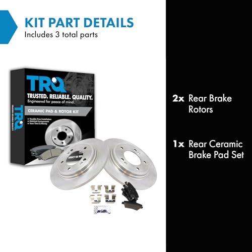 TRQ Rear Brake Pad and Rotor Set Ceramic Solid Rotors - style: BKA14230