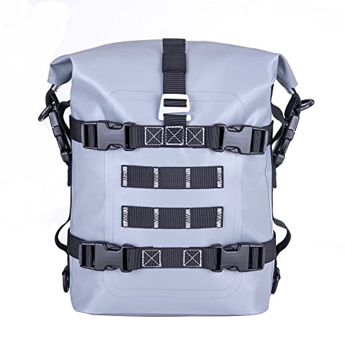 WILD HEART Waterproof Crash Bar Bags 6L/8L/15L Motorcycle Bag used as Motorcycle Luggage Sissy Bar Back Seat Saddle Rack Rear Fender Pouch Dirt Bike Gear Side Tool Bag Pack for moto ATV（8L Grey - color: 8L grey