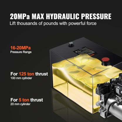 Vevor 12V/DC Hydraulic Pump 15 Quart/ 3.9 Gallon Double Acting Metal Reservoir Hydraulic Pump Unit Remotely Controlled for Dump Trailer: Industrial & Scientific - size: 15 Quart, style: Double Acting