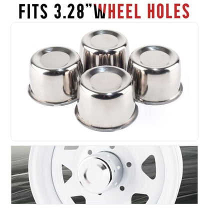 Rtrhinotuning Stainless Steel Push Through Center Caps 3.31" for Trailer Truck Rv Wheel Rims Chrome Trailer Hub Cap 2.34" Hight 4 PCS Wheel Center Caps - color: Chrome, size: 3.31" Center Hole, 2.34" Height
