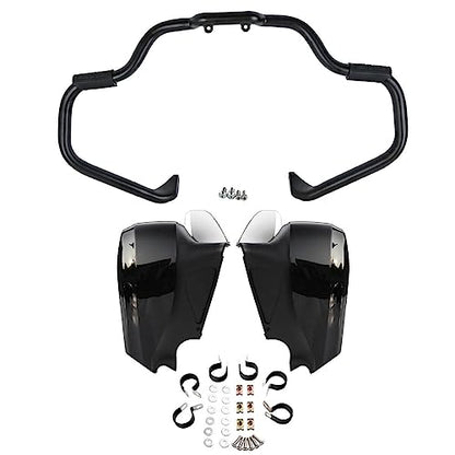 TCT-MOTORPARTS Mustache Engine Guard Highway Crash Bar+ Vivid Black Lower Fairing Kit Fit for Indian Chieftain 2017-2018 Roadmaster 2023-2025 Springfield Dark Horse - color: Black Crash Bar+Vivid Black Fairing