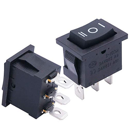TWTADE / 4Pcs Square Momentary Rocker Switch (ON)-Off-(ON) SPDT 3 Pin 3 Position 6A 250VAC/10A 125VAC Mini Car Auto Boat Rocker Toggle Switch KCD1-2-123 - size: (ON)/Off/(ON) - KCD1, style: Square