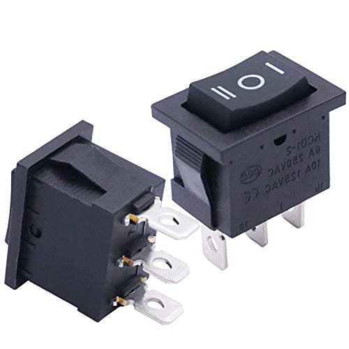 TWTADE / 4Pcs Square Momentary Rocker Switch (ON)-Off-(ON) SPDT 3 Pin 3 Position 6A 250VAC/10A 125VAC Mini Car Auto Boat Rocker Toggle Switch KCD1-2-123 - size: (ON)/Off/(ON) - KCD1, style: Square
