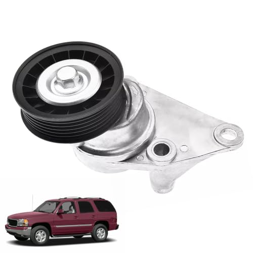 12554027 Belt Tensioner Assembly with Pulley Compatible with Chevy Avalanche Express Silverado SSR Suburban Tahoe Trailblazer Suburban 1500 GMC Savana 1999-2008, Replaces 12580162 38158 - size: 12554027