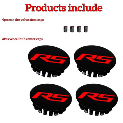 4PCS RS 66mm Wheel Center Cap Hub Cover Compatible with Chevy 66mm(RS) - color: RS-66
