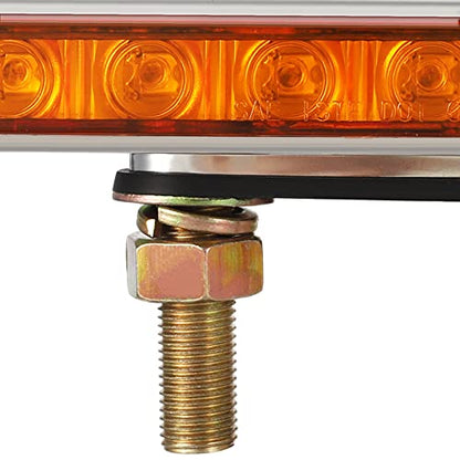 Partsam Pair of 9-1/4" L Red/Amber LED Double Face Truck Semi Trailer Light Bars, Chrome Plastic Dual Function Light Bar Marker Light and Turn Signal Auxiliary Light Bar Double Metal Stud Mounts - size: 9 Inch