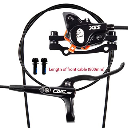 CNC MTB Hydraulic Disc Brake Set，Mountain Bike Hydraulic Disc Brakes Right Front 800mm Left Rear 1450mm Hydraulic Brake，Black - color: Set-Black