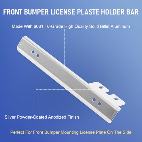 Front Bumper License Plate Mount Bracket Relocator Holder Bar Silver - color: Silver