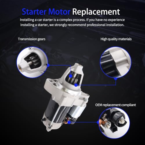 Starter Motor Compatible with Honda Fit L4 1.5L 2009-2014 - size: 19013