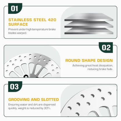 Youxmoto 11.8" Rear Brake Rotor for Harley Davidson Touring, for Road King Electra Glide Standard/Classic Tri Glide Ultra Classic Street Glide Road Glide with Bolts Set Brake Rotor 08-22, Polished - size: 1*11.8'' Rear Rotor+1*Bolt