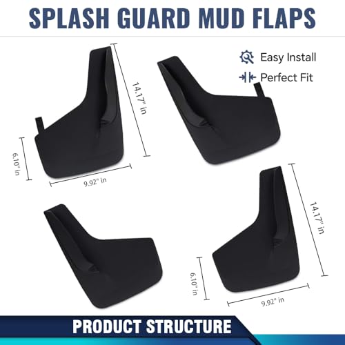 PIT66 Universal Front Rear Heavy Duty Molded Mud Flaps w/Hardware Set 2pc - size: Universal 2